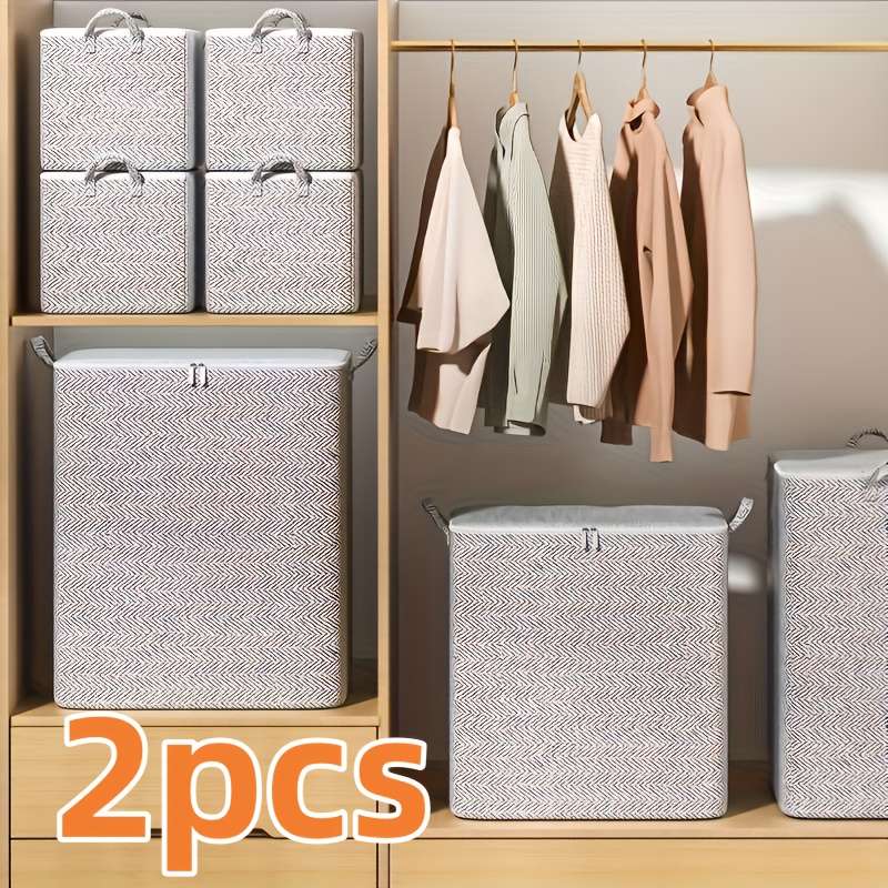2Pcs 2 Pack Heavy Duty Fabric Storage Bins Foldable Gray