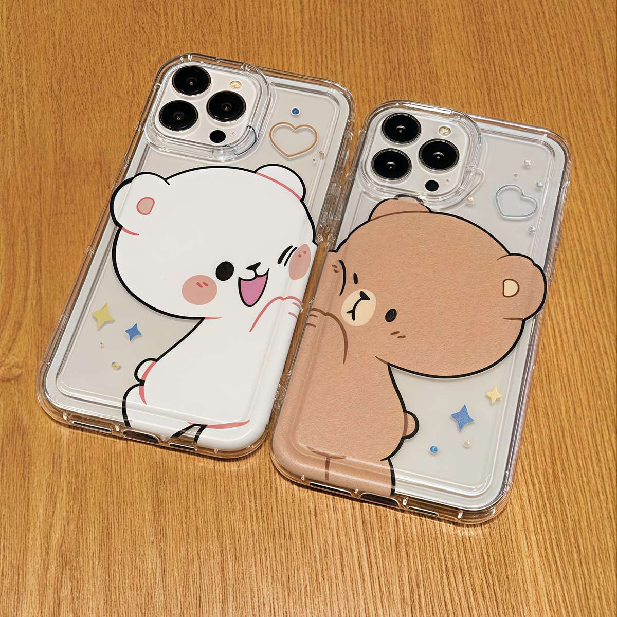 1Pc Transparent For iPhone 7 Plus 8 Plus Bear Pattern Couple Phone Case