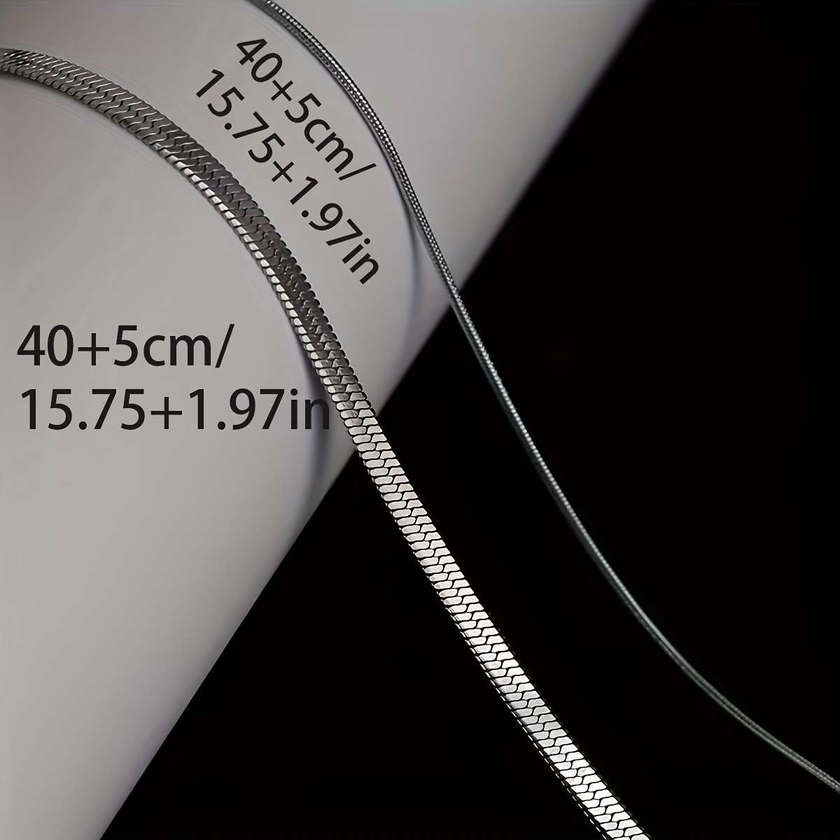 2Pcs Rhinestone Stainless Steel Snake Chain