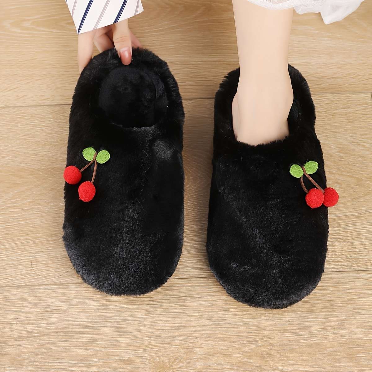 Cotton Slippers Color Soft Bottom Cotton  Blackcherry Sizeuk 4.5-5