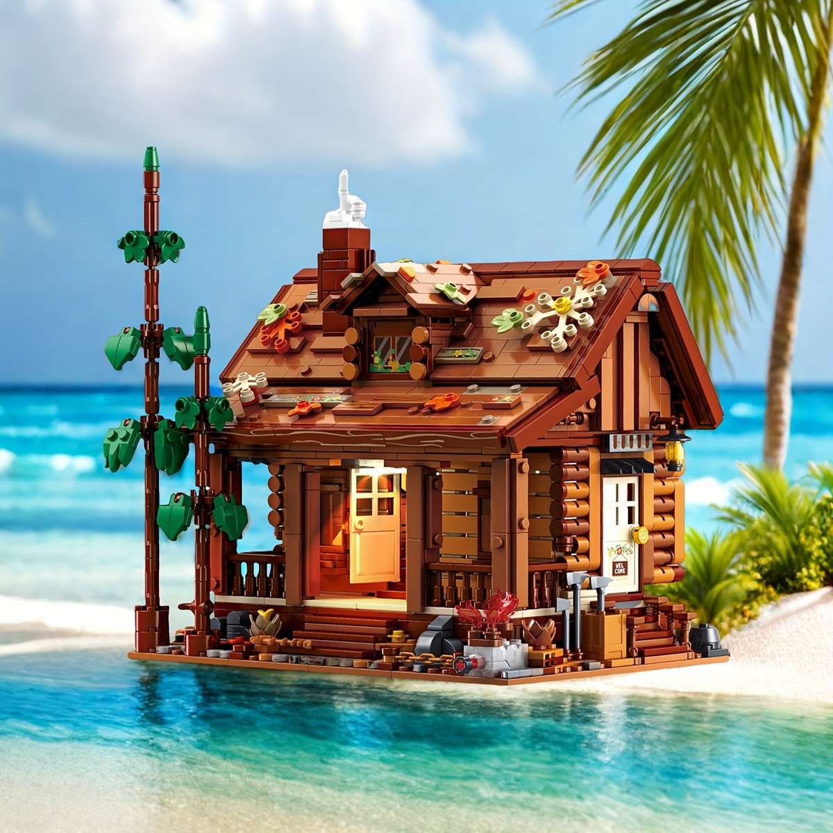 Building Toy Architectural Model Toy Set Color Brown 1969Pcs