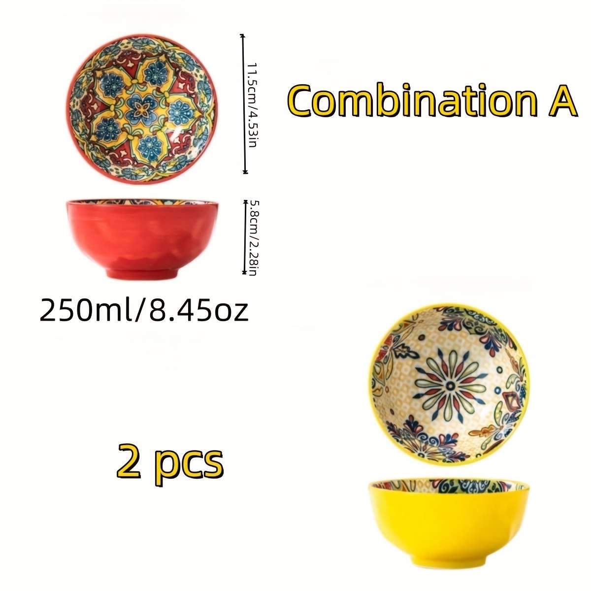 Bowl Color 1Set Of 2Pcs 15.24Cm Combination A