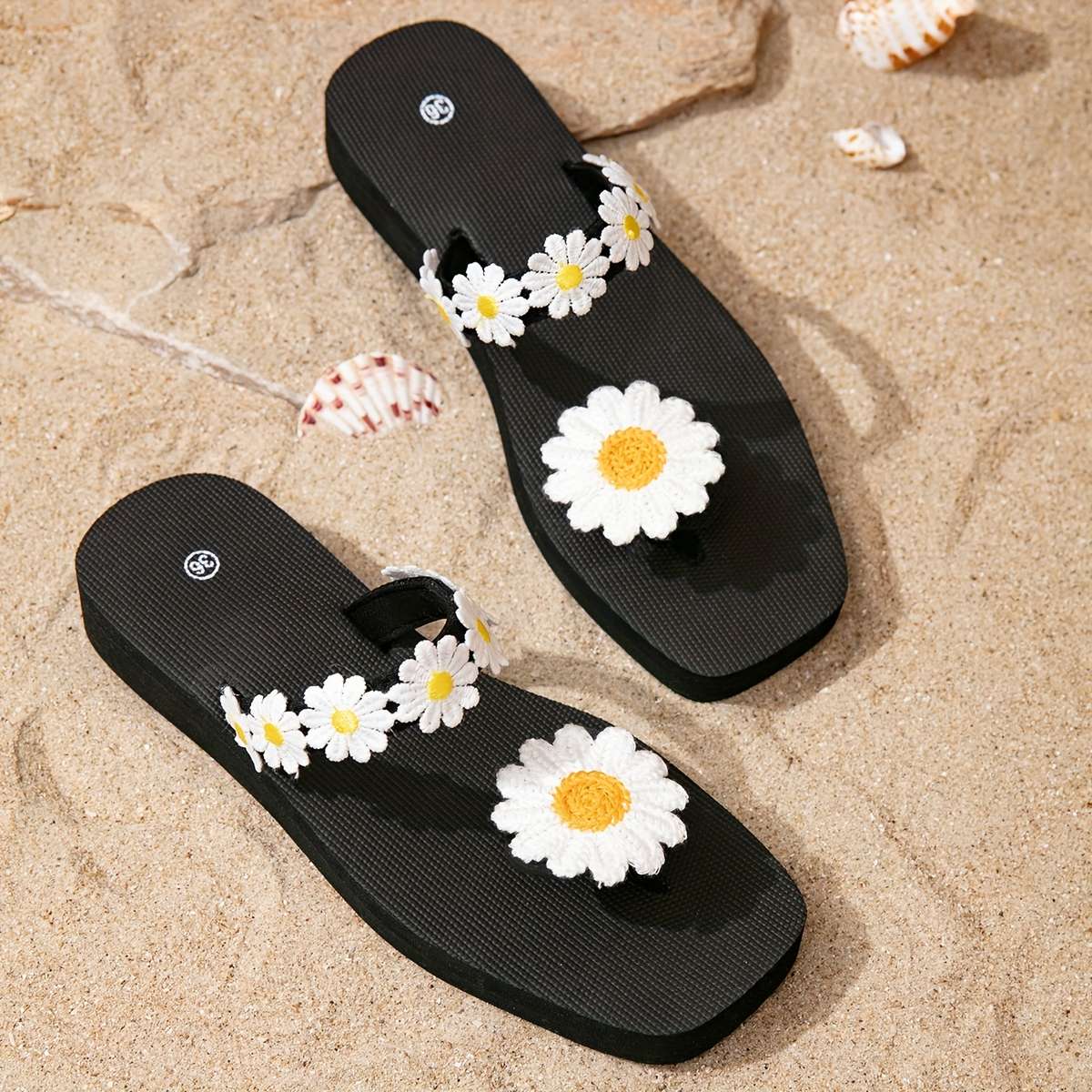 Ladies Summer Flip Flops Black Uk 6.5