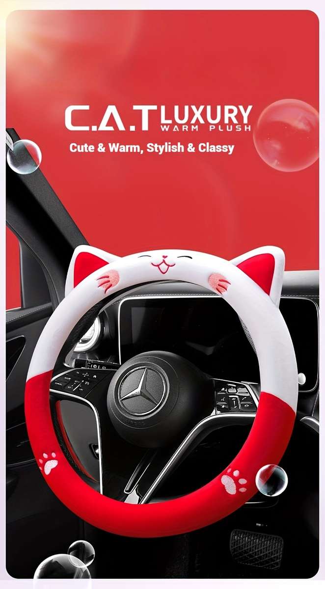 Car Steering Wheel Cover Pink And White