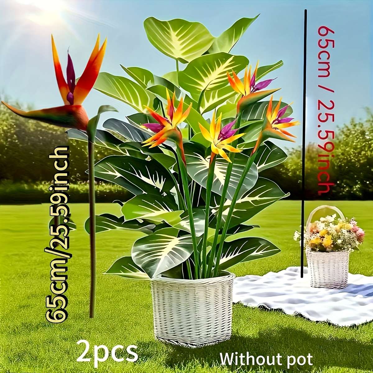 Simulated Flower Quantity 1 Bird Of Paradise Plant  1 Evergreen Plant