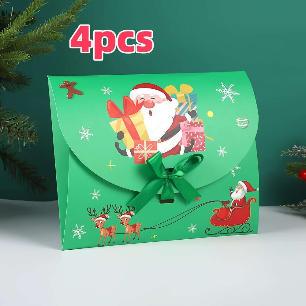 Christmas Gift Boxes Color Green -4Pcs