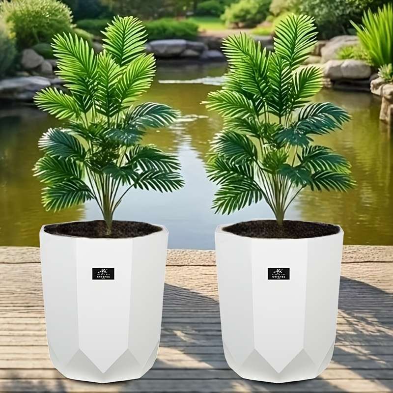 Flowerpot Model White 2 Pieces  Tray 2 Pieces