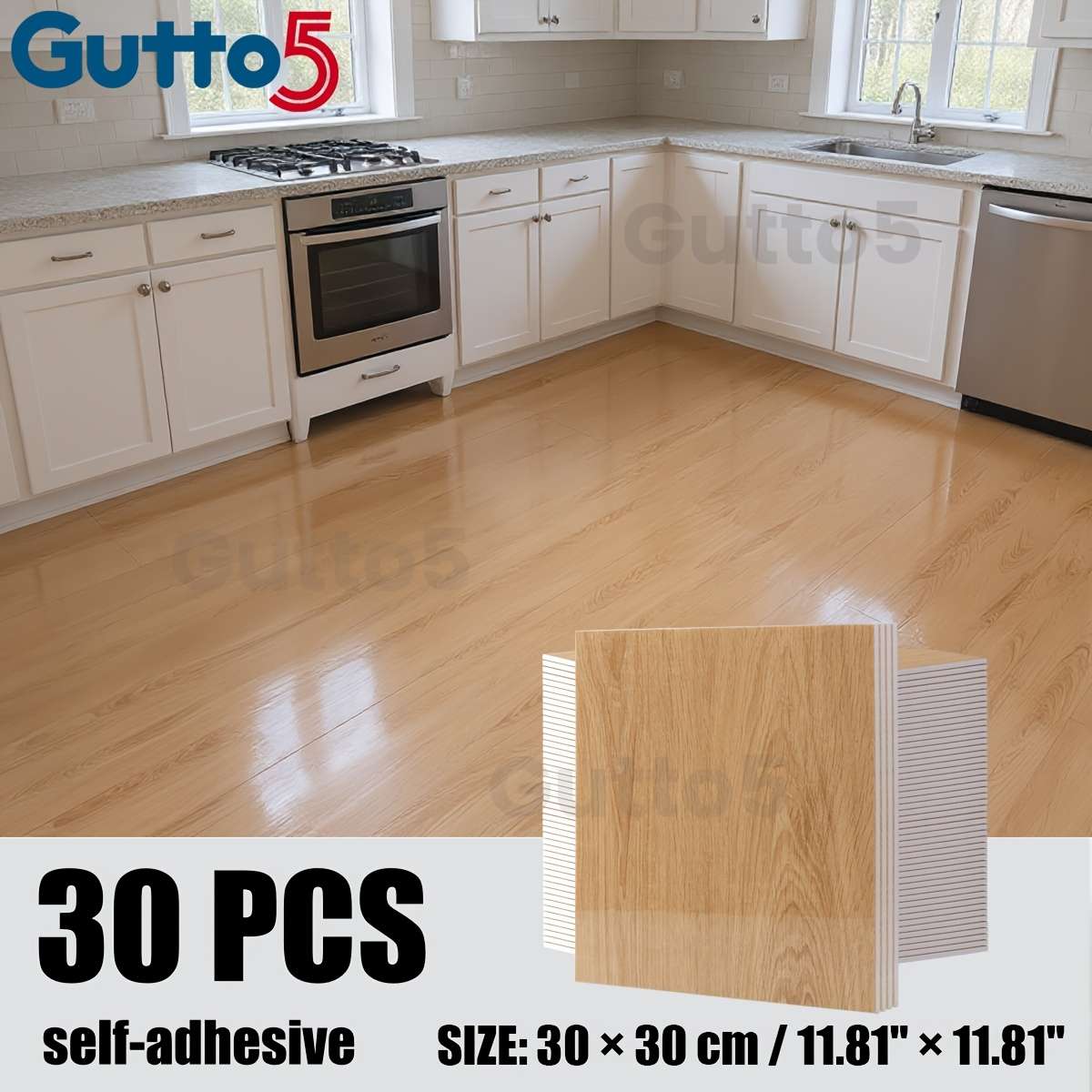 Self Adhesive Floor Stickers 30Pcs 11.8"11.8" 30Cm30Cm Golden Maple