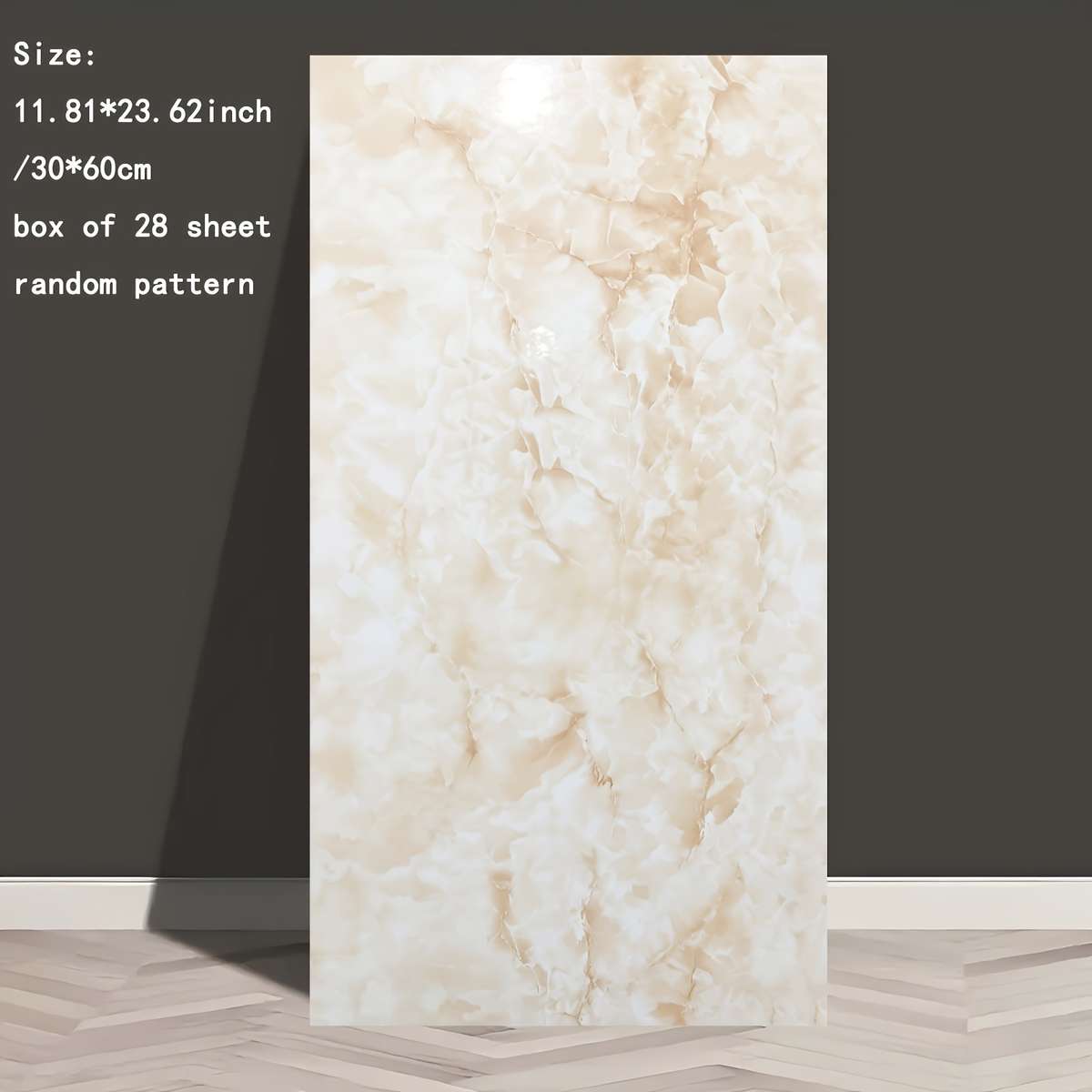 50PCS Luxury Textured Marble Pattern Self Adhesive Soft Pad Wall Bedroom 30X60CM