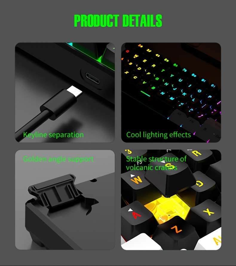 Keyboard Color G61 White And Black