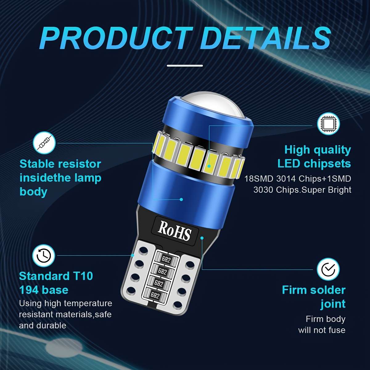 Car Lights Items 4Pcs T10 White Light