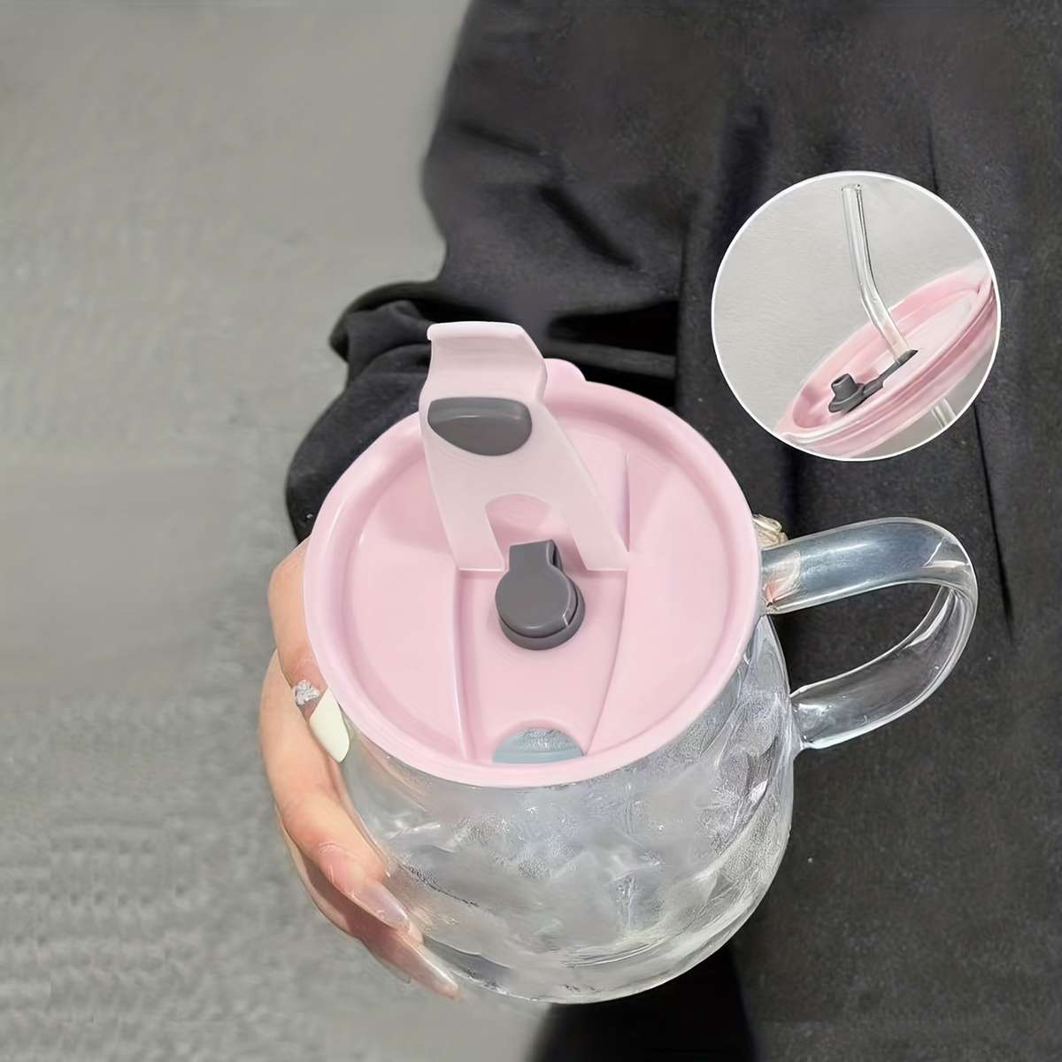 Water Cup Color Belly Cup   Blue Lid   Glass Straw
