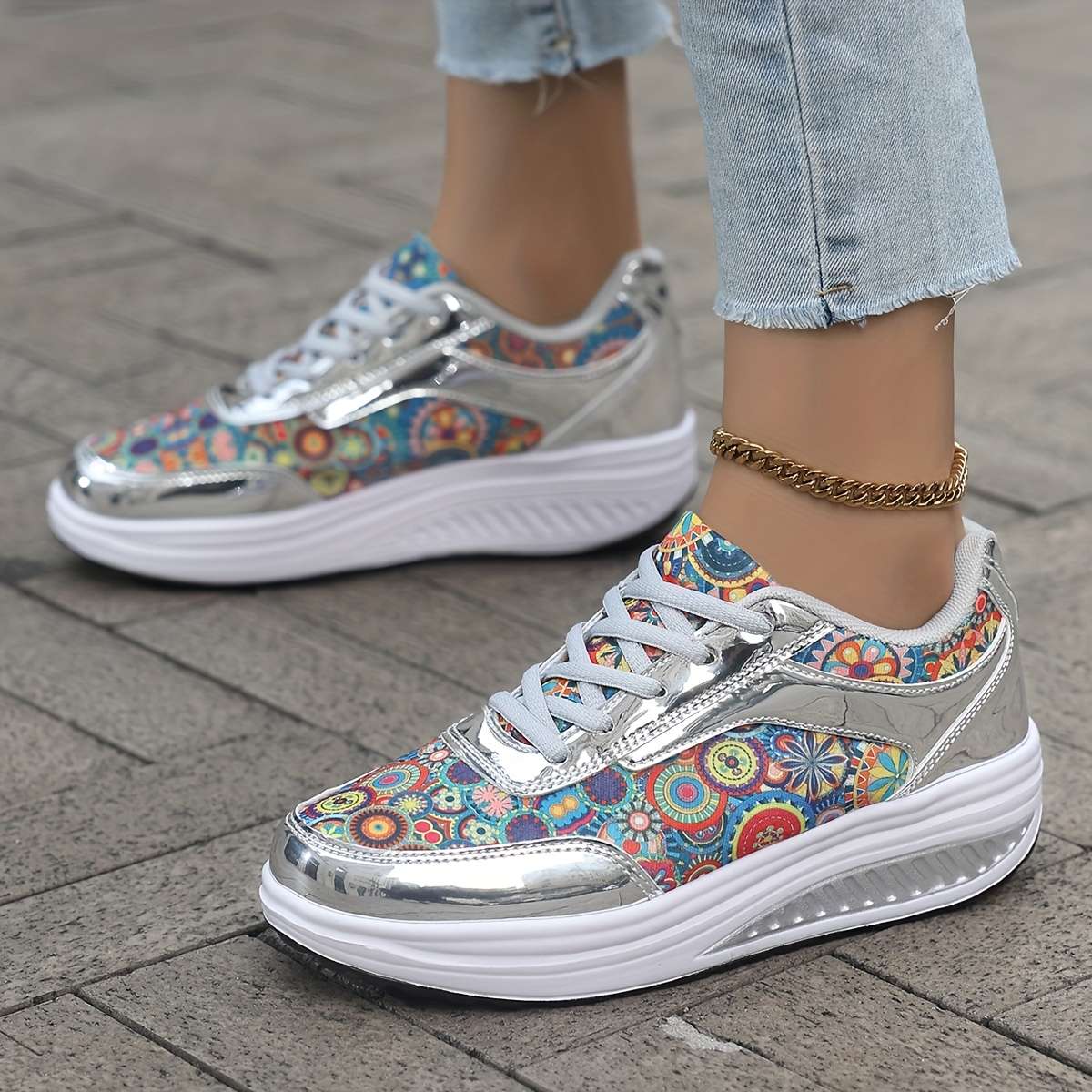 Sneakers Color Silvery Grey Sizeuk 7