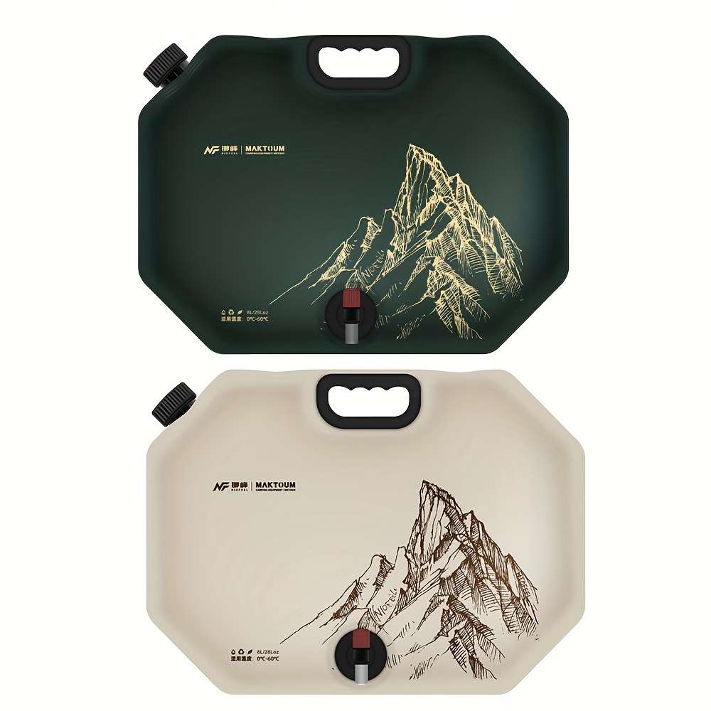 Two Pack Portable Outdoor Water Bladders Outdoor Square Pe Foldable Gallon Grey