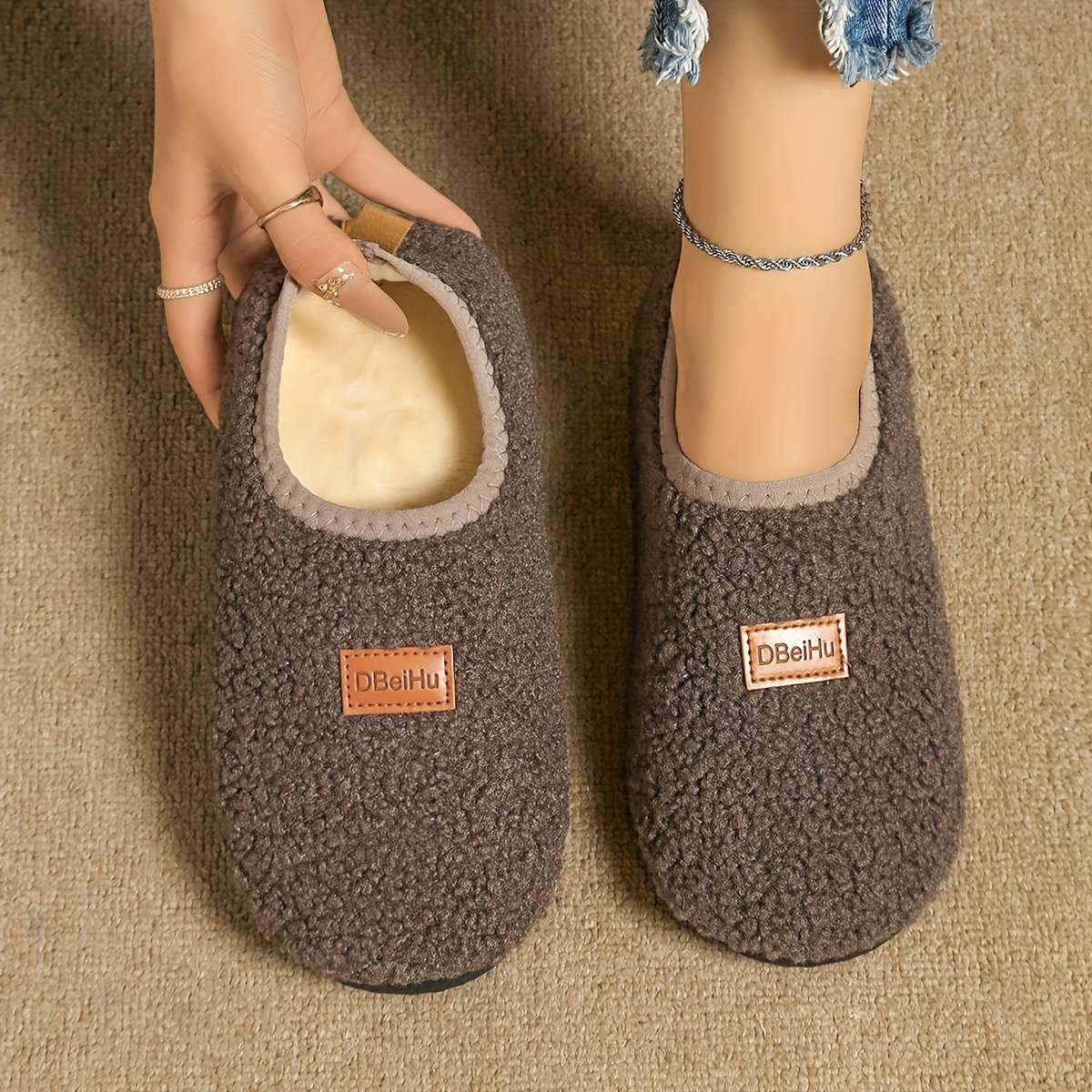 Cotton Slippers Color Round Mouthtender Red Sizeuk 7.5-8