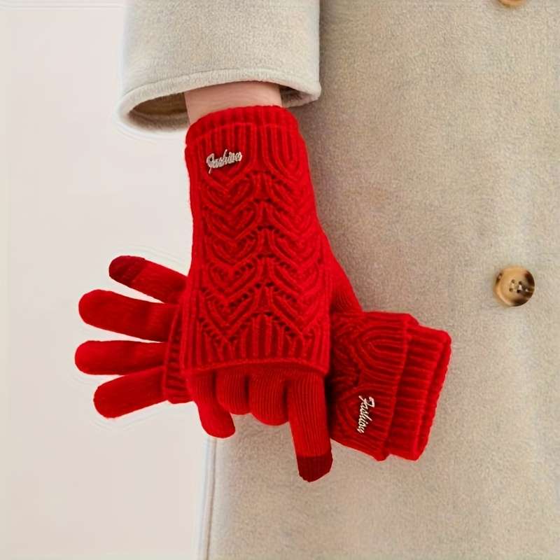 Modern Functional Fingerless Gloves For Women Autumn Winter Versatile Thickened