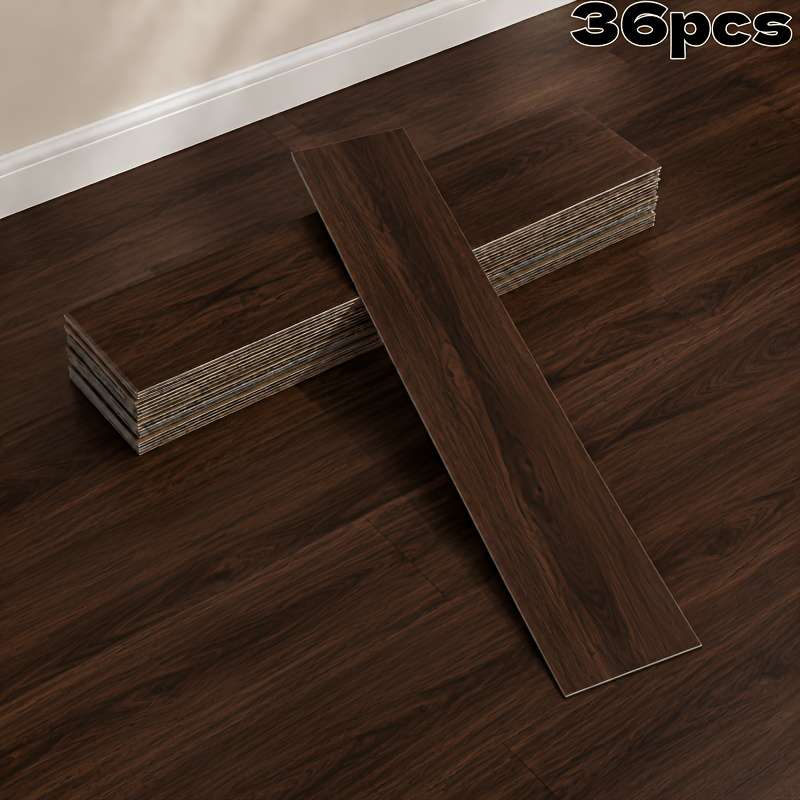 Self Adhesive Floor Stickers Dark Walnut Brown 36Pcs