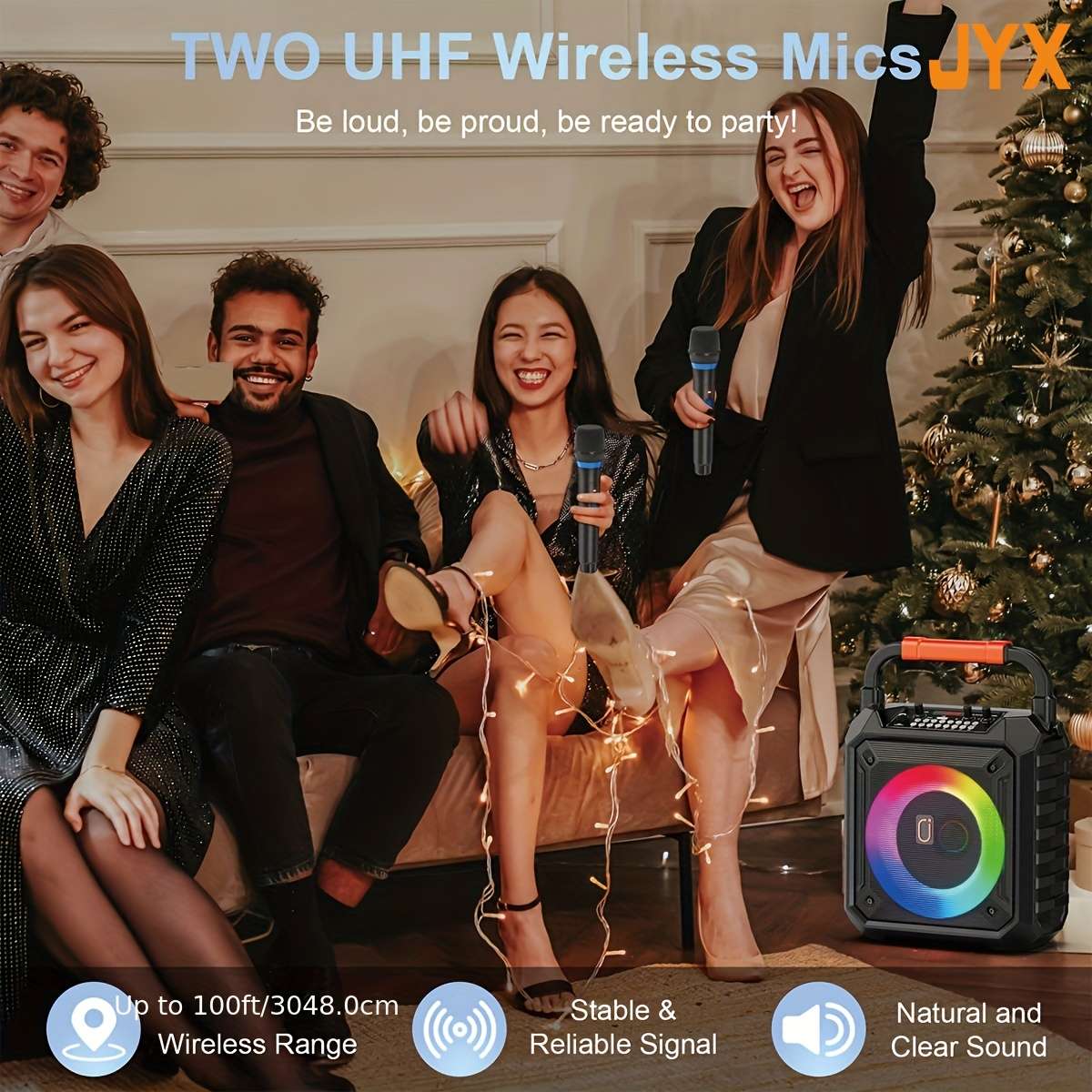 Speaker Color Black With 2 Wireless Microphones