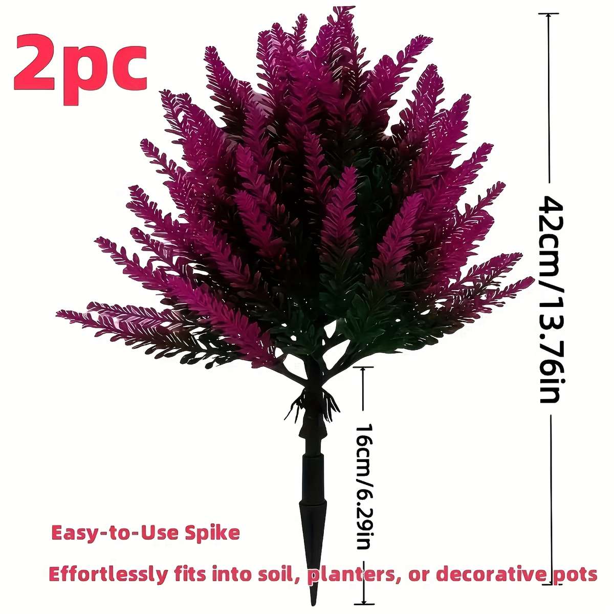 Simulated Flower Style 2Pcs Lavender Shrubs With Ground Plug