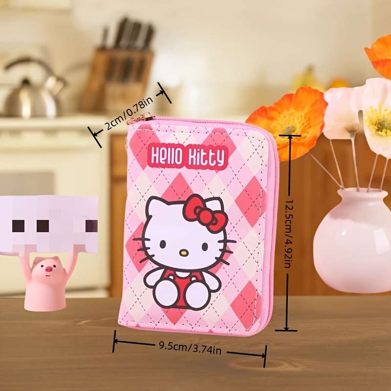 1pc Sanrio Hello Kitty Kulomi Cinnamon Dog Printed Short WalletCute Zipper PU Leather Key and Ca