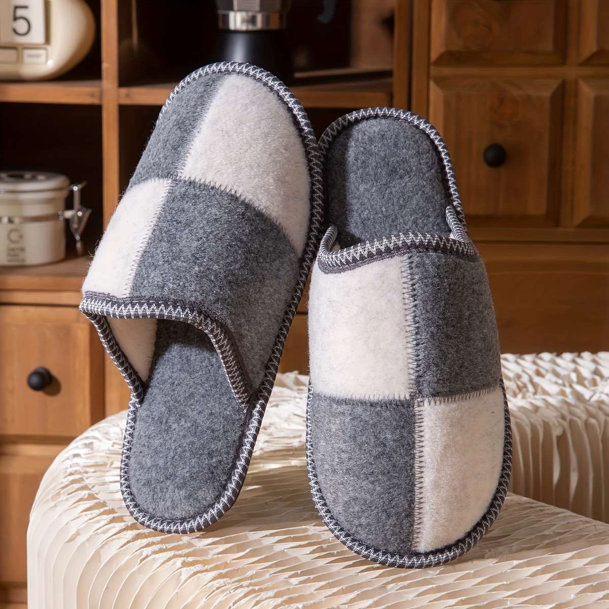 Cotton Slippers Color Grey Sizeuk 7.5-8