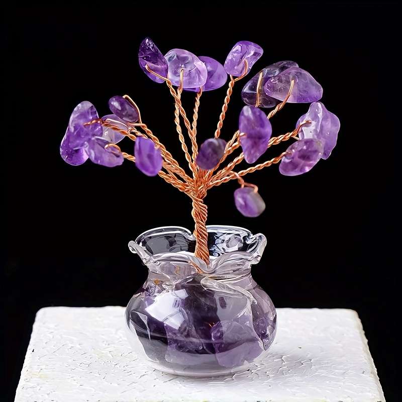 Car Interior Decor Color 1 Piece Of Amethyst Vase With A Money Tree