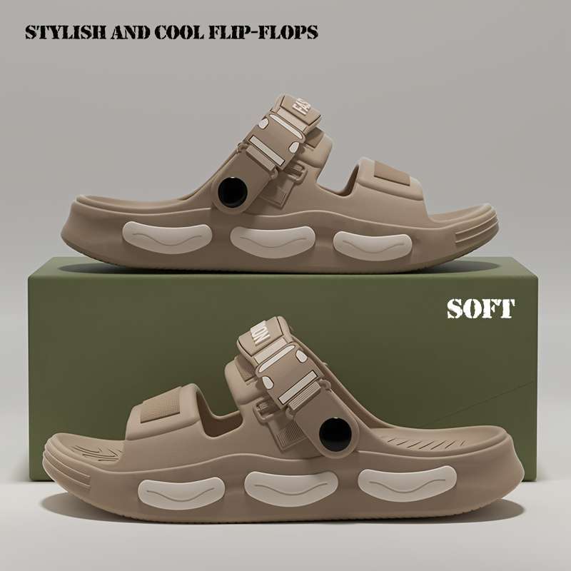 Men Slippers Summer Style Khaki Size Uk 8.5 To 9