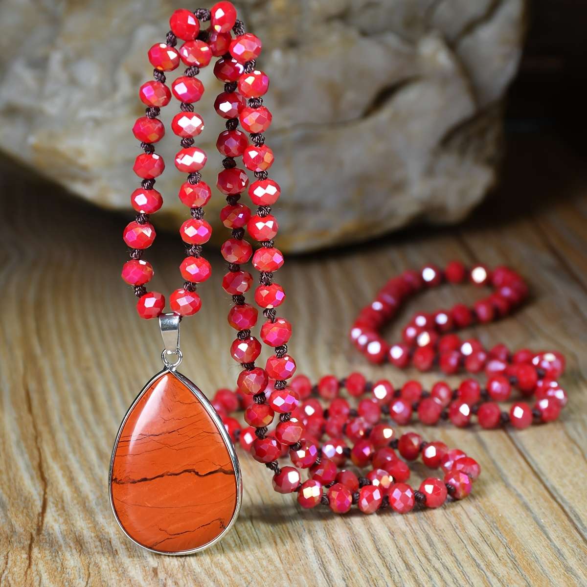 Womens Necklace Color Red Jasper