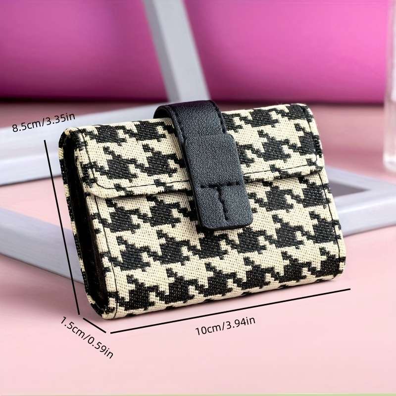 Classic Style Women'S Wallet Ultra-Thin Multi-Card Holder With Buckle Closure And Polyester Li