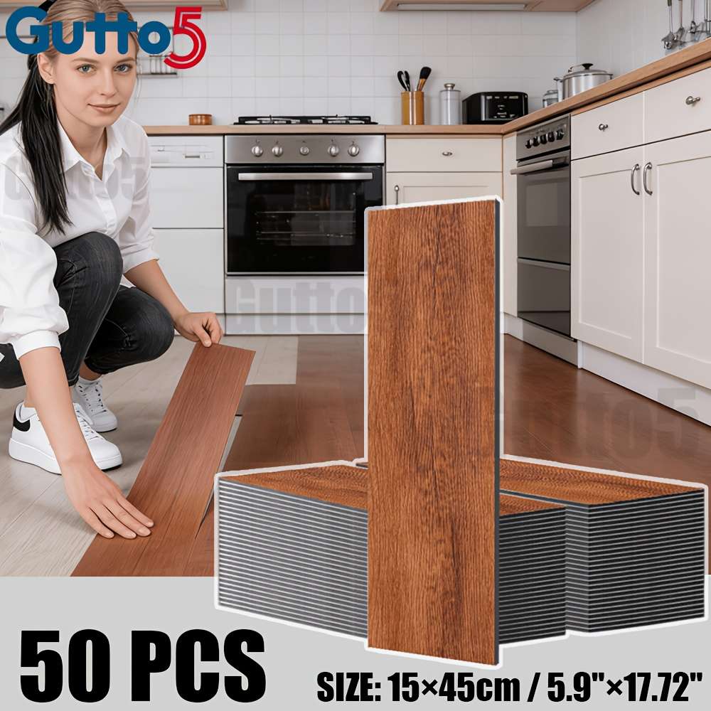 Self Adhesive Floor Stickers Red Oak 50 Pcs Covers 3.38O