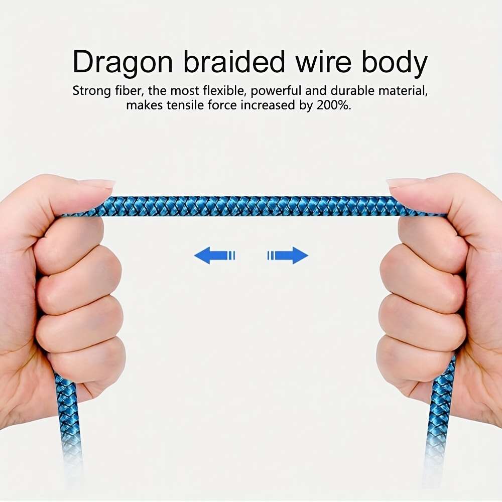 HeavyDuty TopRated Compact Essential 4A Fast Charging Usb Type Cable Long Nylon