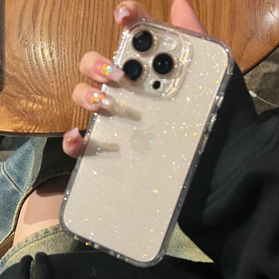 1Pc Transparent For iPhone 14 Plus Glitter Sequin Phone Case