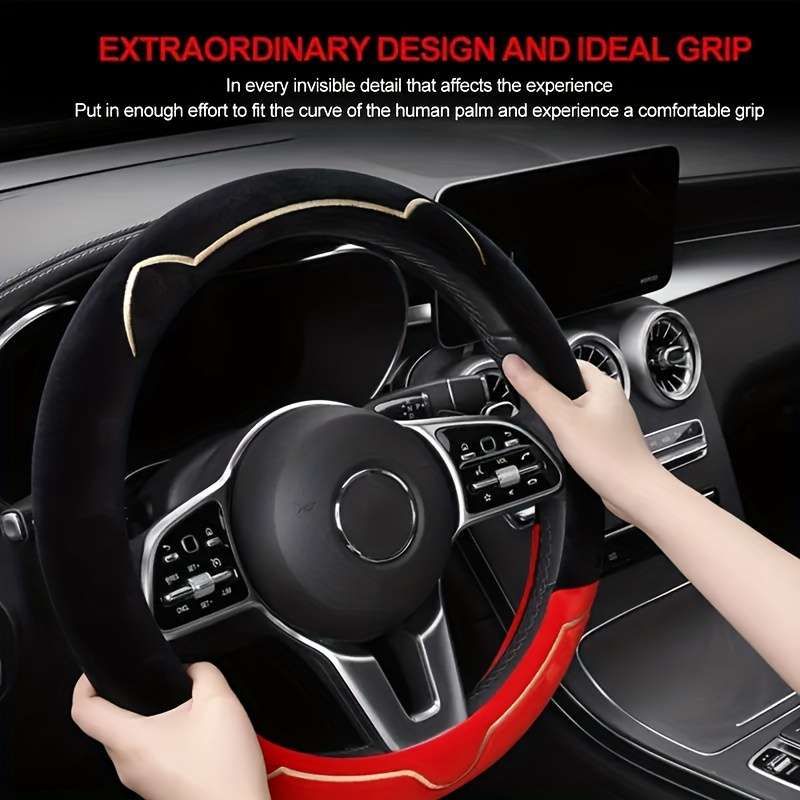 Car Steering Wheel Cover Black Pink