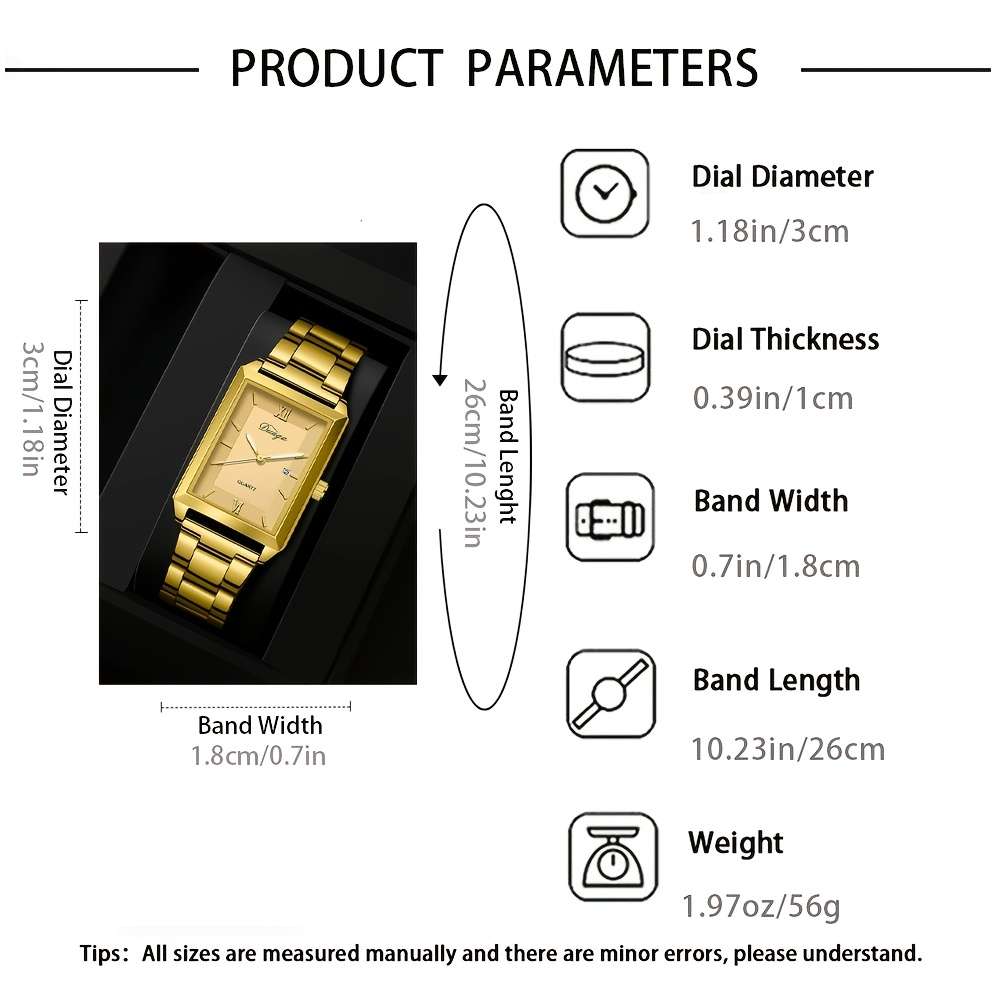 4Pcs Classic Men Business Versatile Roman Numeral Quartz Watch Non Water