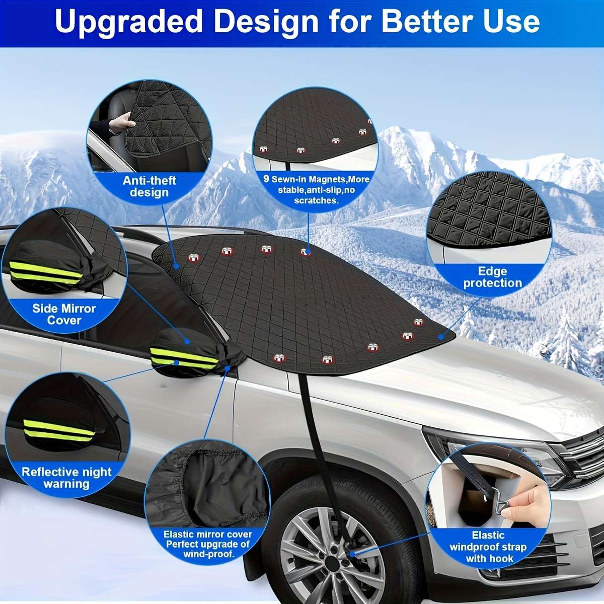 Car Sun Shades Color Black Model Windproof Hook Add Built In 9 Magnets