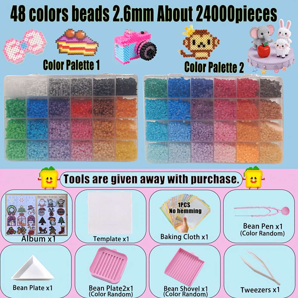 Perler Bead Set 24000Pcs 48 Colors 8Tool Kit