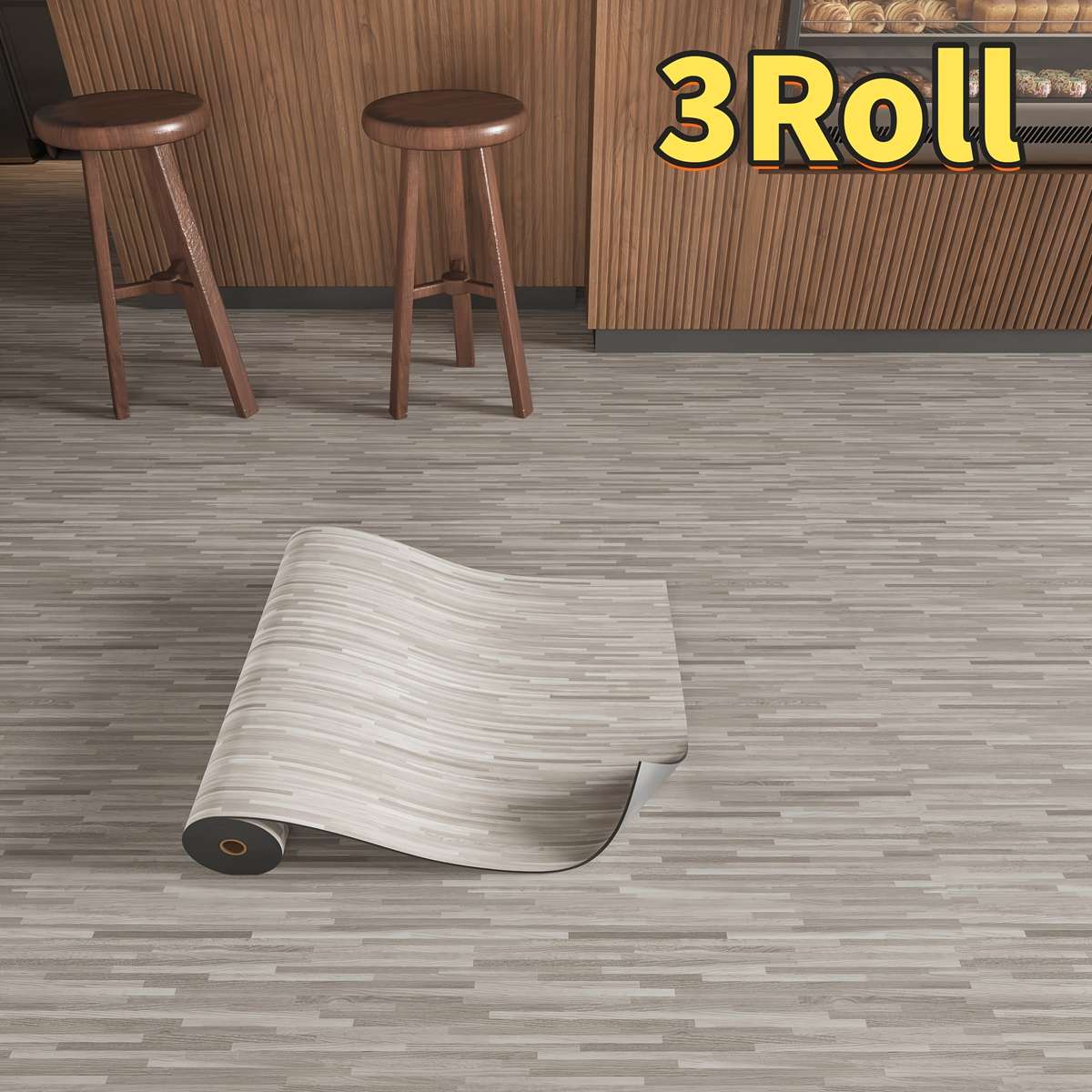 Self Adhesive Floor Stickers Distressed Multi Color Patchwork Light Wood Grain 1Roll