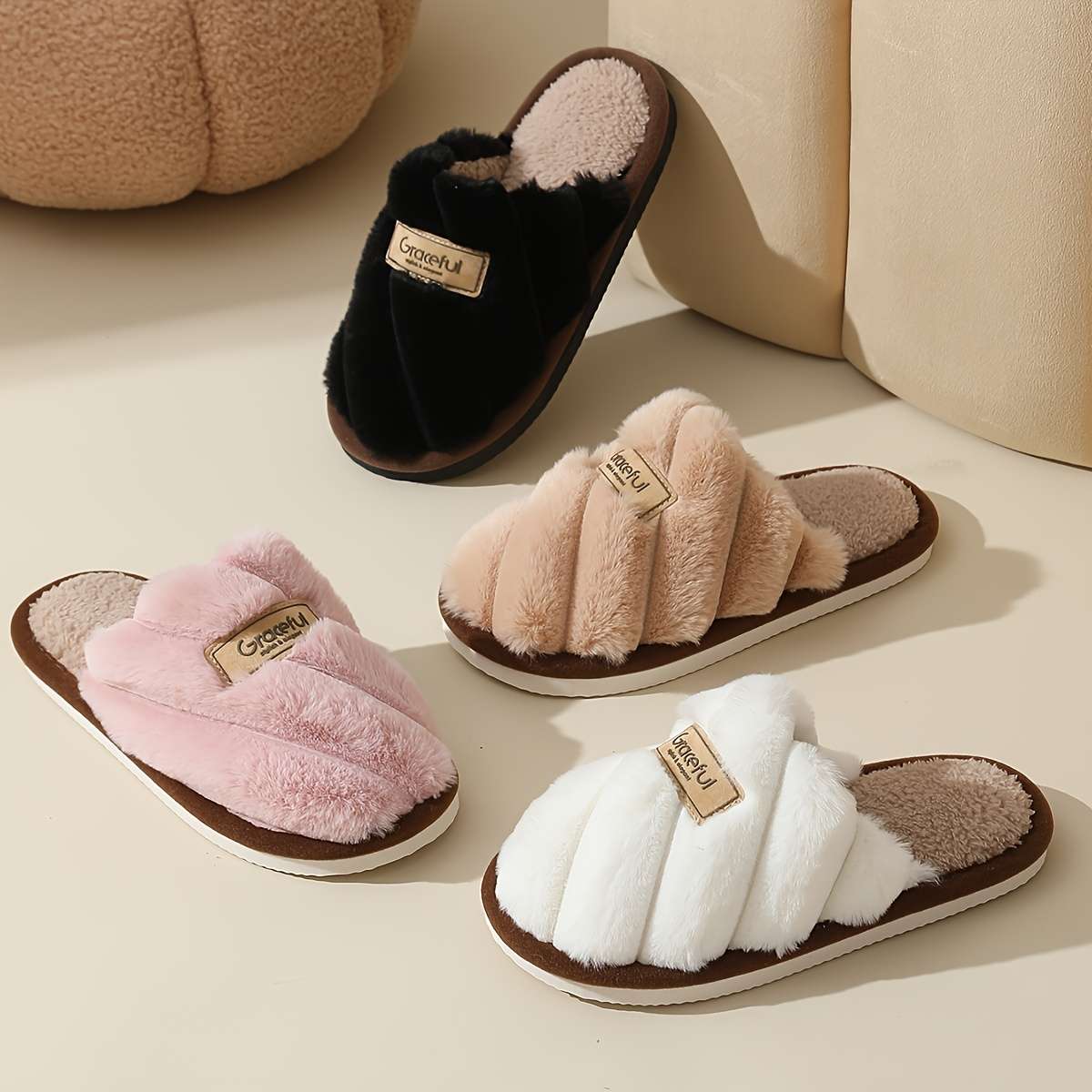 Cotton Slippers Color White Sizeuk 6.5-7