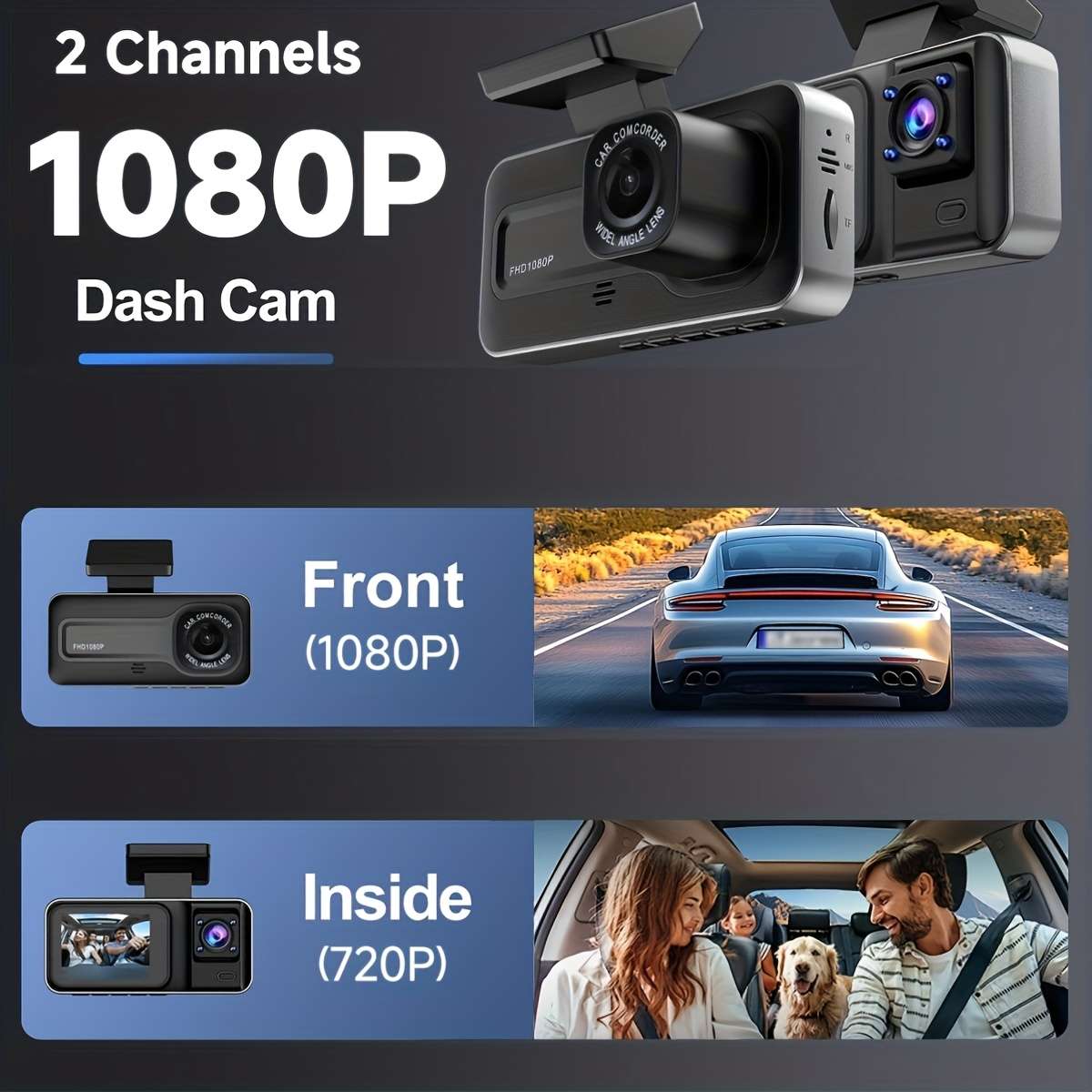 Dashcam Style Dual Lens 32Gb Card