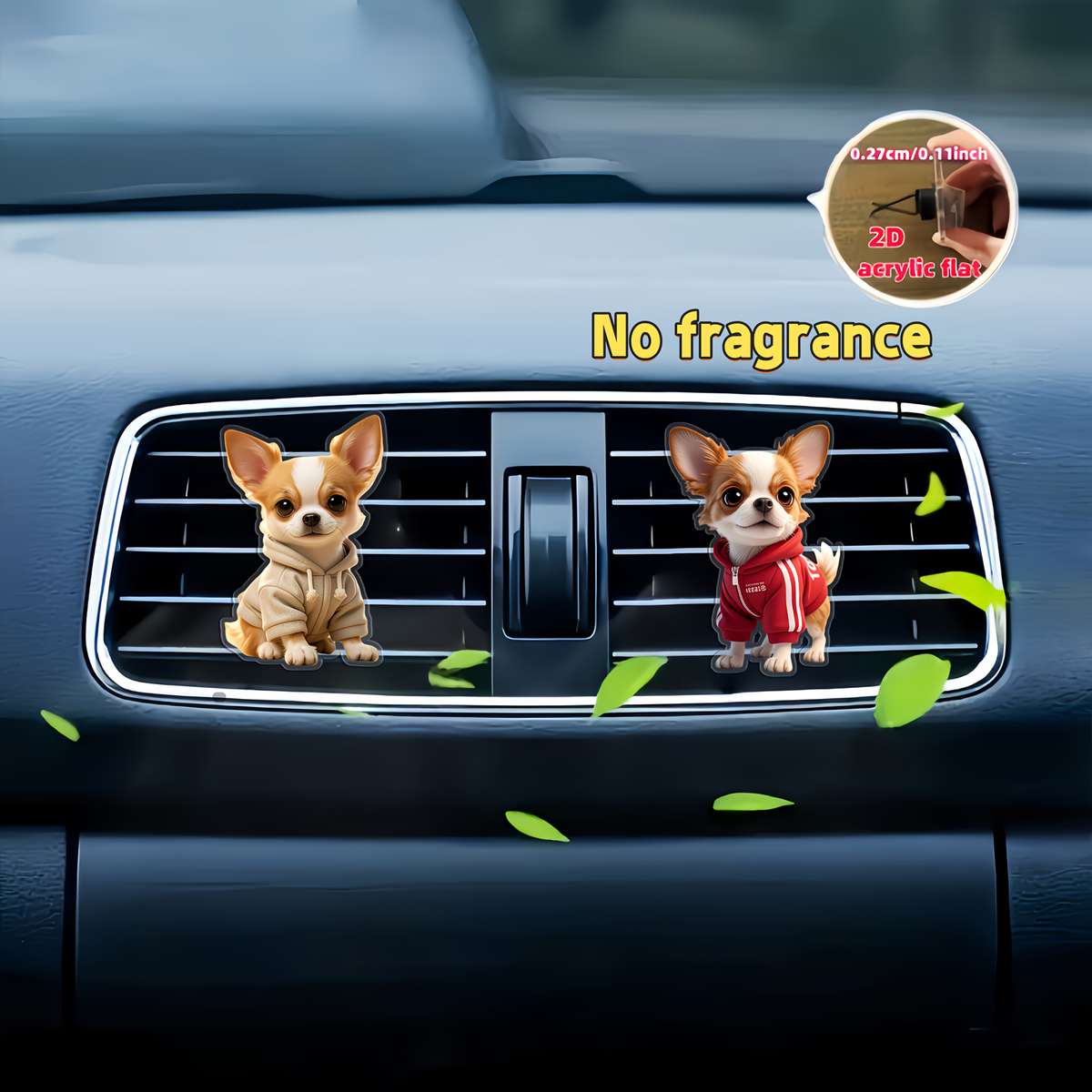 Car Interior Decor Style 2Pcs Cute Chihuahua