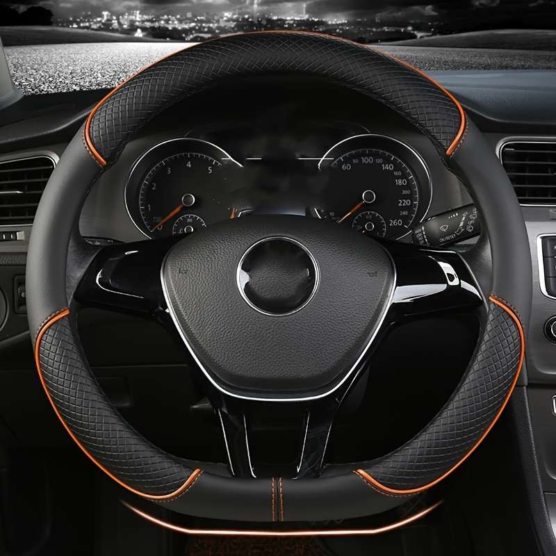 Car Steering Wheel Cover Orange (D Shaped)