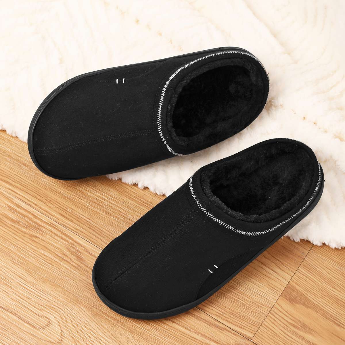 Cotton Slippers Color Black Sizeuk 13.5-14