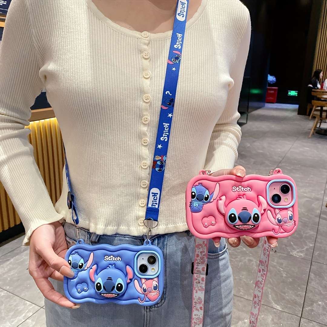 1Pc Pink Red Color For iPhone 14 Plus Vibrant Stitch 3D Phone Case