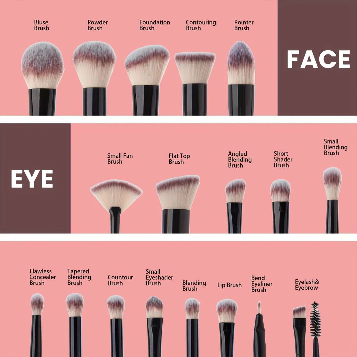 Makeup Brush Set Color Black Quantity18Pcs