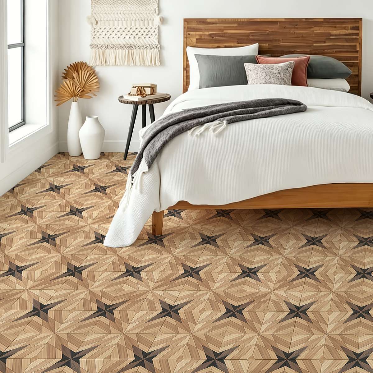 Self Adhesive Floor Stickers 40Cm*120Cm*S Geometric Wood Grain