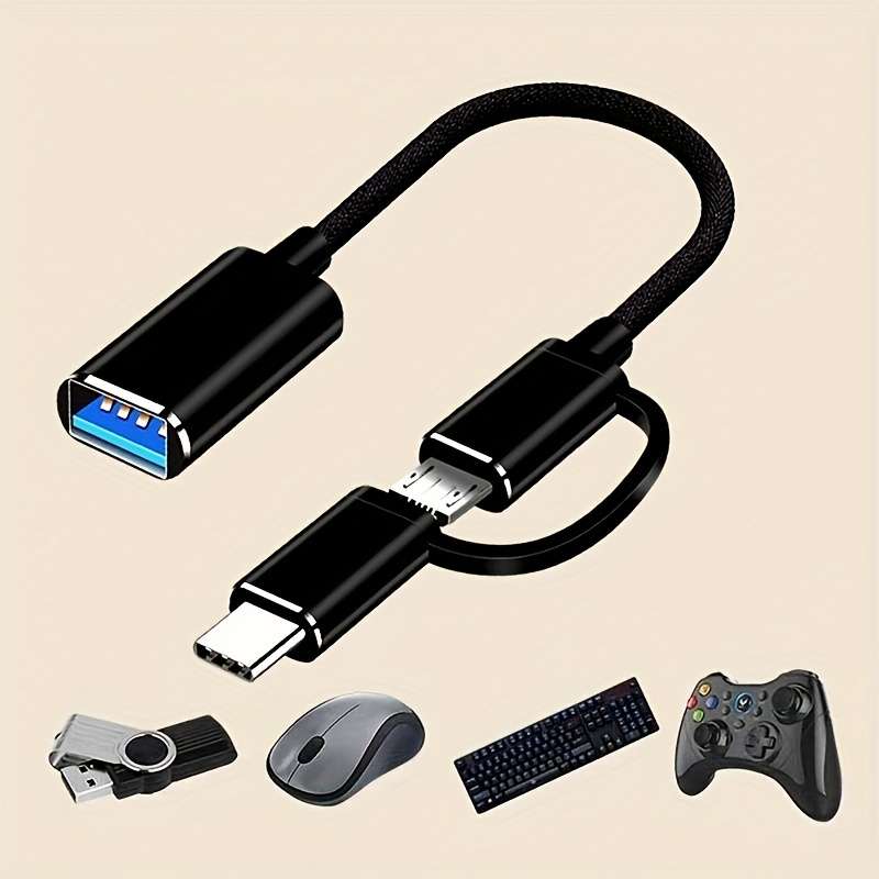1pc 2in1 USB OTG Adapter Cable Versatile Converter for Multiple Devices Durable and Flexibl