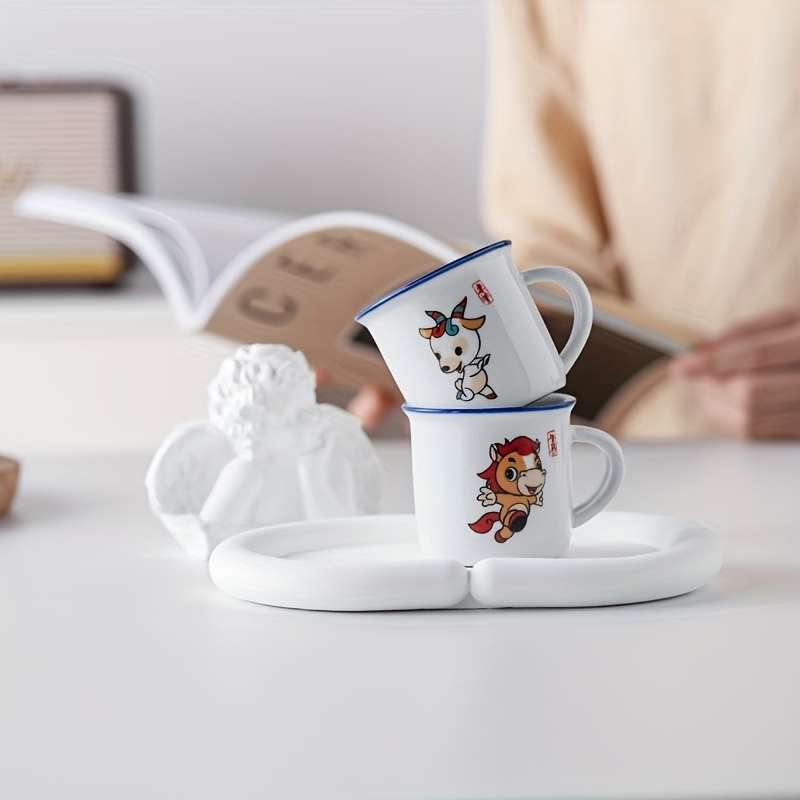 Water Cup Quantity  12Pcs  12 Chinese Zodiac Ceramic Tea  Coffee Cups