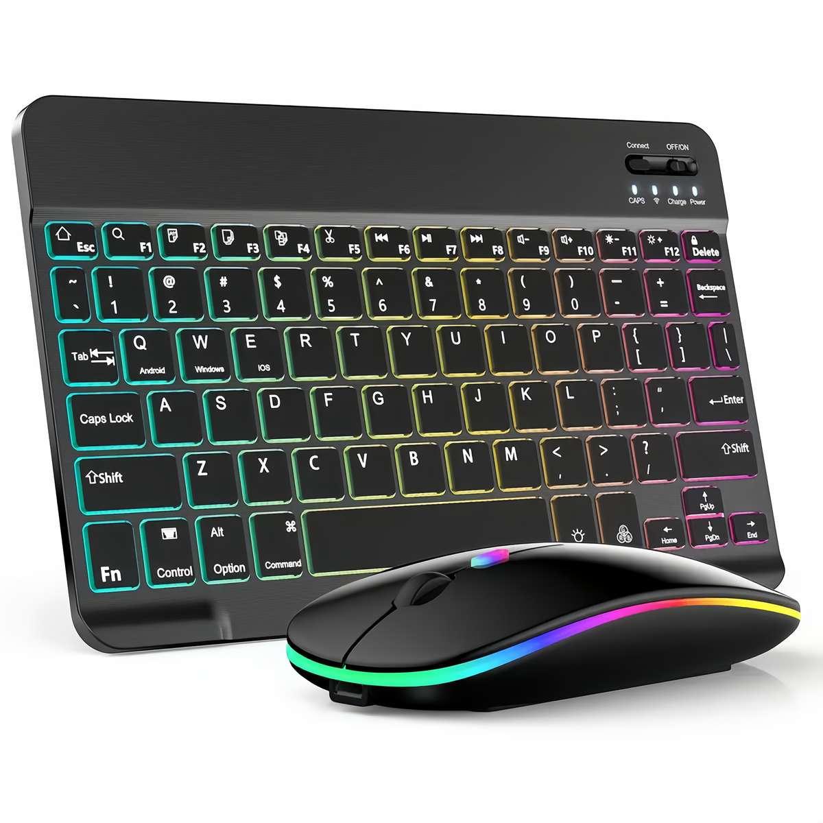 2-Piece Wireless Backlit RGB Keyboard And Mouse Set White