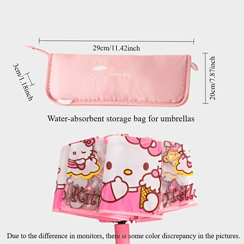 Umbrella Color Kt Cat Pink Edge Transparent Automatic Umbrella
