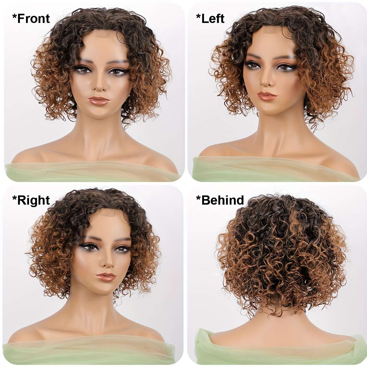 Yellowish-Brown Womens Wigs Hair Length 25.4Cm